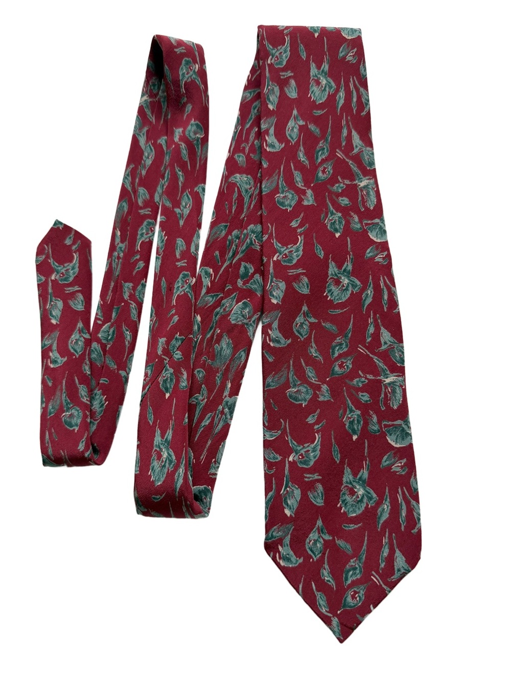 VTG Polo Ralph Lauren for Nordstrom Silk Tie Burgundy Floral Ivy Made in USA EUC